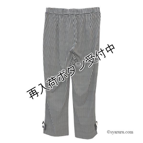 画像3: 【SALE 50％ 2026春夏SuperBeauty】リボンx花モチーフ付サイドスリットギンガムチェック素材パンツ (3)