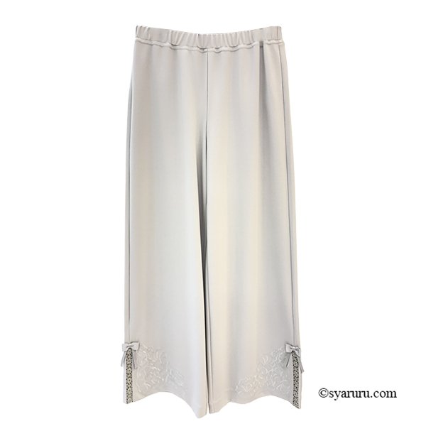 画像3: 【今週の追加《新作》SuperBeauty クーポン1111(10%OFF)他　利用可】裾サイド刺繍入りリボンデザインワイドパンツ (3)