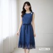 画像4: 【今週の追加《新作》SuperBeauty クーポン1111(10%OFF)他　利用可】デニム風転写プリント素材の裾レース使い ノースリーブワンピース (4)