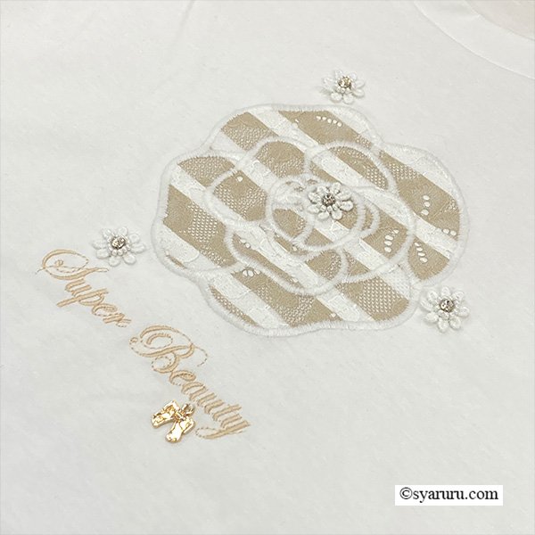 画像7: 【《新作》SuperBeauty クーポン1111(10%OFF)他　利用可】胸元刺繍袖ボーダー柄フリルTシャツ (7)