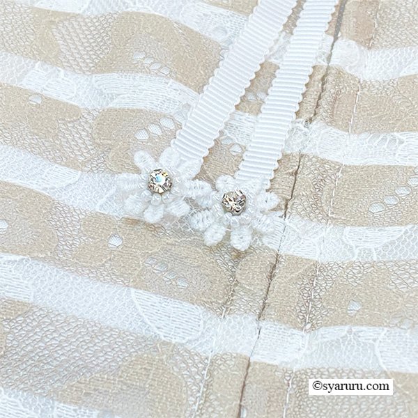 画像15: 【《新作》SuperBeauty クーポン1111(10%OFF)他　利用可】ボーダープリントレース素材半袖ワンピース (15)