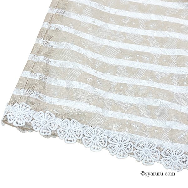 画像12: 【《新作》SuperBeauty クーポン1111(10%OFF)他　利用可】ボーダープリントレース素材半袖ワンピース (12)