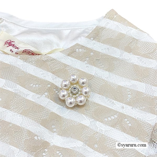 画像9: 【《新作》SuperBeauty クーポン1111(10%OFF)他　利用可】ボーダープリントレース素材半袖ワンピース (9)