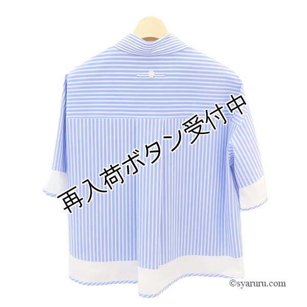 画像3: 【SALE 50％ 2026春夏SuperBeauty】胸元レースストライプ柄ショート丈ブラウス《送料220円代引は通常送料》 (3)