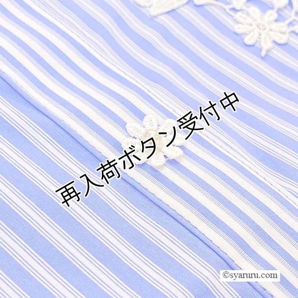 画像6: 【SALE 50％ 2026春夏SuperBeauty】胸元レースストライプ柄ショート丈ブラウス《送料220円代引は通常送料》 (6)