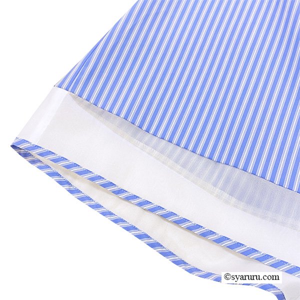 画像8: 【《新作》SuperBeauty クーポン1111(10%OFF)他　利用可】胸元レースストライプ柄ショート丈ブラウス (8)