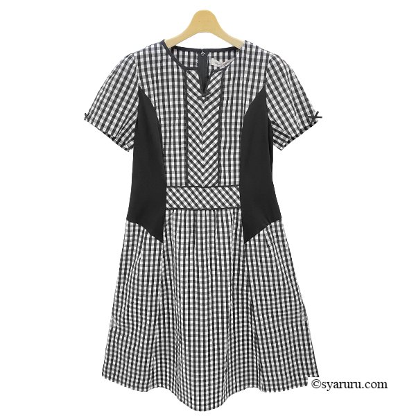 画像2: 【《新作》SuperBeauty クーポン1111(10%OFF)他　利用可】ギンガムチェック柄切替ワンピース (2)