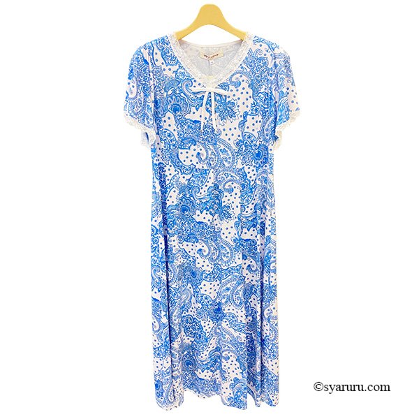 画像2: 【《新作》SuperBeauty クーポン1111(10%OFF)他　利用可】ペイズリー柄Vネックワンピース (2)