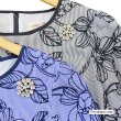 画像6: 【《新作》SuperBeauty クーポン1111(10%OFF)他　利用可】ストライプ柄x花フロッキープリント半袖ワンピース (6)