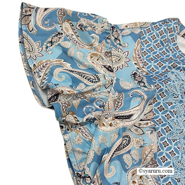 画像7: 【《新作》SuperBeauty クーポン1111(10%OFF)他　利用可】胸元レースxスリット入りペイズリー柄切替ワンピース (7)