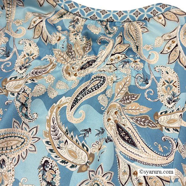 画像10: 【《新作》SuperBeauty クーポン1111(10%OFF)他　利用可】胸元レースxスリット入りペイズリー柄切替ワンピース (10)