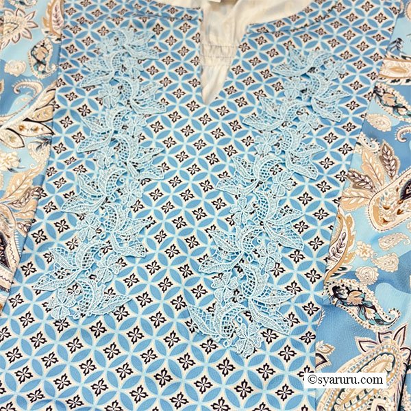 画像6: 【《新作》SuperBeauty クーポン1111(10%OFF)他　利用可】胸元レースxスリット入りペイズリー柄切替ワンピース (6)