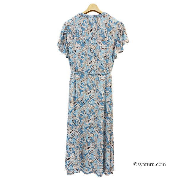 画像5: 【《新作》SuperBeauty クーポン1111(10%OFF)他　利用可】胸元レースxスリット入りペイズリー柄切替ワンピース (5)