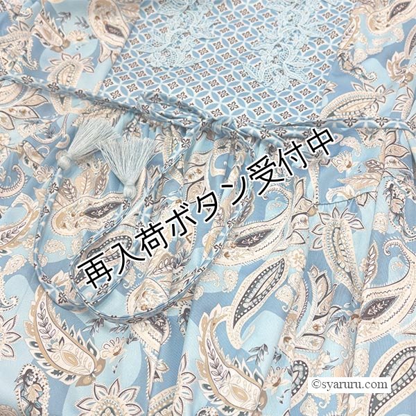 画像11: 【SUMMER SALE30％ 2026春夏SuperBeauty】胸元レースxスリット入りペイズリー柄切替ワンピース (11)