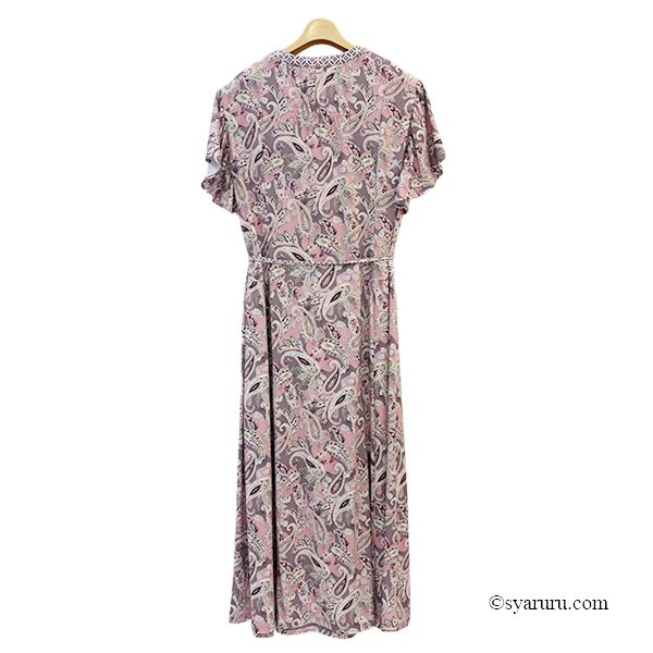 画像3: 【《新作》SuperBeauty クーポン1111(10%OFF)他　利用可】胸元レースxスリット入りペイズリー柄切替ワンピース (3)