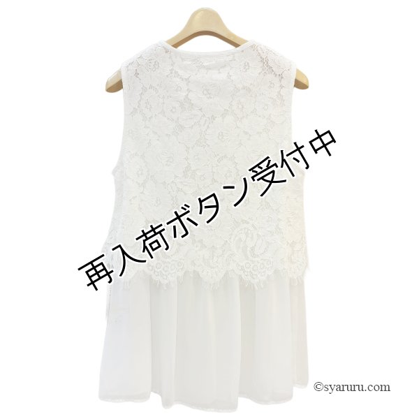 画像3: 【SALE 50％ 2026春夏SuperBeauty】レースxシフォン切替ノースリーブブラウス (3)
