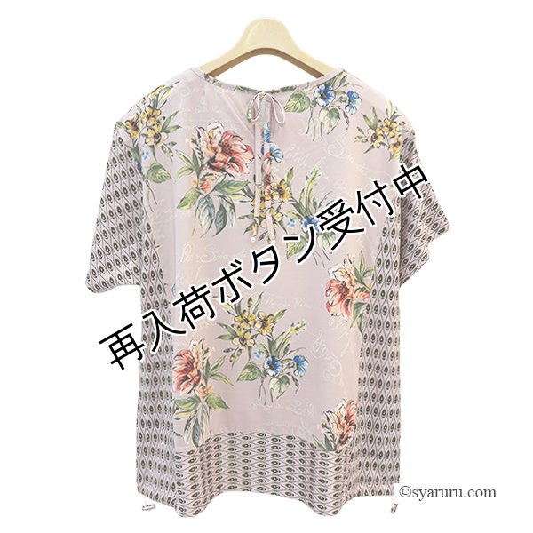 画像5: 【SALE 50％ 2026春夏SuperBeauty】花プリントx幾何学切替Tシャツ (5)