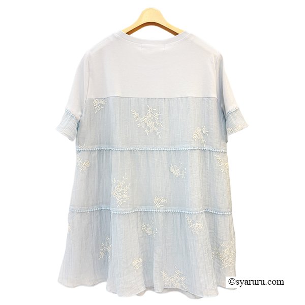 画像5: 《新作》SuperBeauty クーポン1111(10%OFF)他　利用可】胸元スパンコール刺繍 異素材ドッキングチュニック (5)