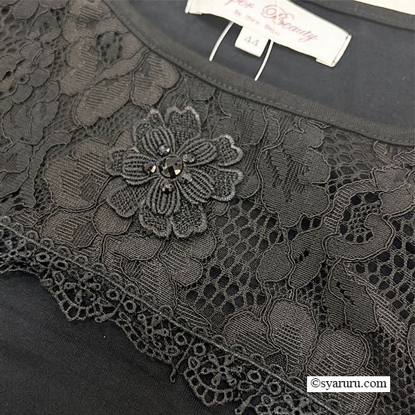 画像7: 【《新作》SuperBeauty クーポン1111(10%OFF)他　利用可】胸元xパフ袖レース切替チュニックTシャツ (7)