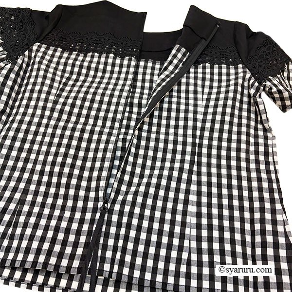 画像8: 【《新作》SuperBeauty クーポン1111(10%OFF)他　利用可】ギンガムチェック柄胸元切替Tシャツ (8)
