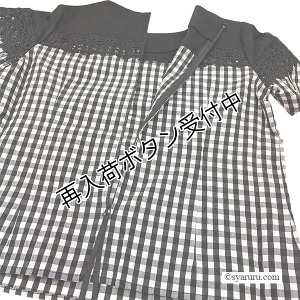 画像8: 【SUMMER SALE30％ 2026春夏SuperBeauty】ギンガムチェック柄胸元切替Tシャツ (8)