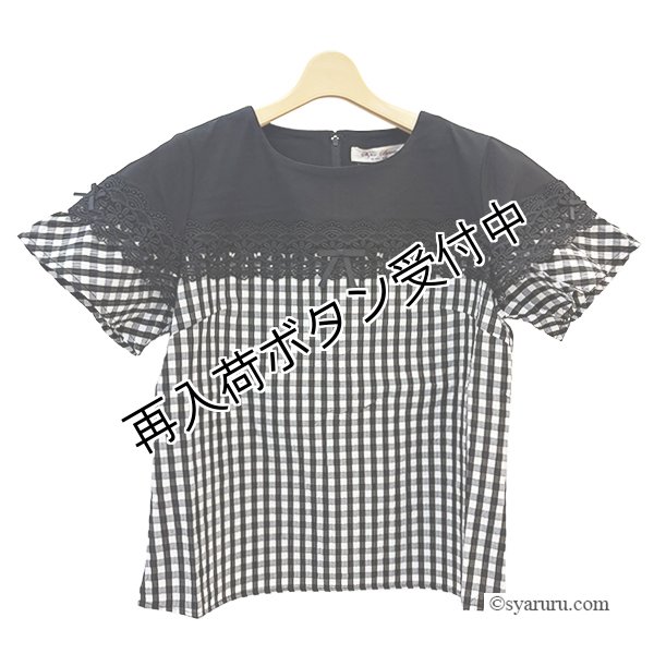 画像2: 【SUMMER SALE30％ 2026春夏SuperBeauty】ギンガムチェック柄胸元切替Tシャツ (2)