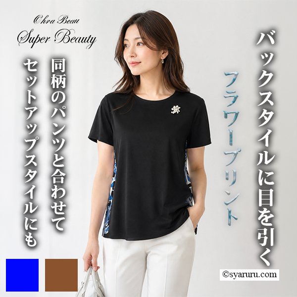 画像1: 【《新作》SuperBeauty クーポン1111(10%OFF)他　利用可】バックスタイル切替Tシャツ (1)