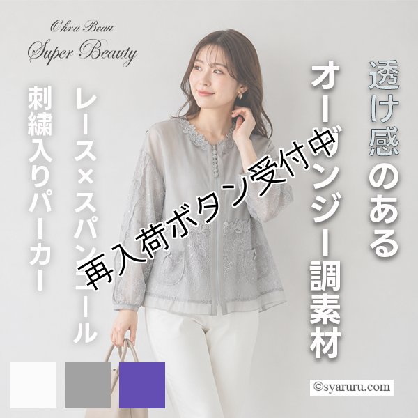 画像1: 【《新作》SuperBeauty クーポン1111(10%OFF)他　利用可】レースxスパンコール刺繍入りパーカー (1)
