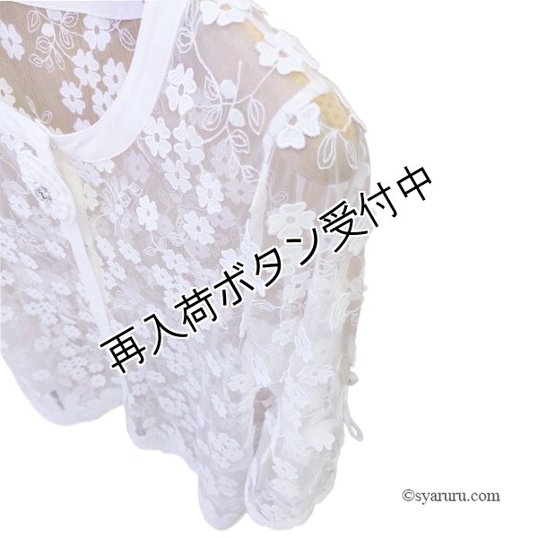 画像3: 【SuperBeauty ＜クーポン+POINT利用可＞】花モチーフ×刺しゅう入り オーガンジー素材ブラウス (3)