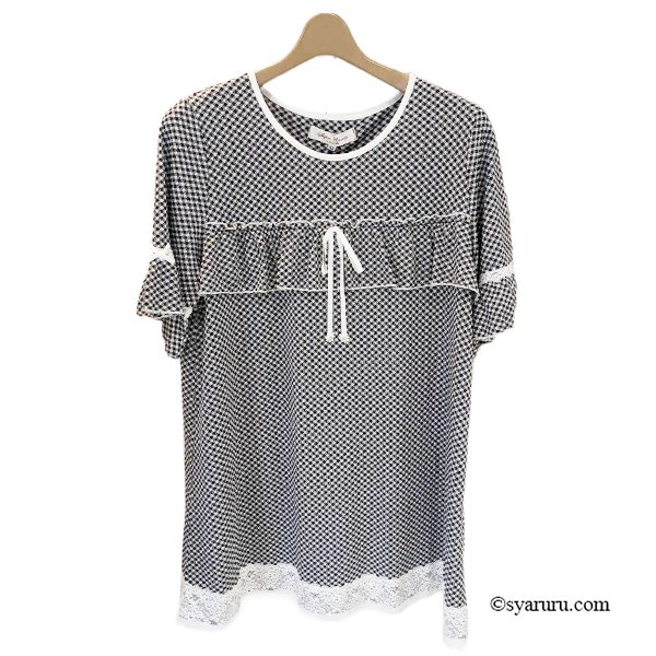 画像2: 【＜再入荷＞ SUMMER SALE 50%OFF SuperBeauty】ストレッチギンガム素材　チュニックＴシャツ (2)