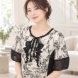 画像2: 【新作 SuperBeauty ＜クーポン+POINT利用可＞】バルーン袖 胸元レースモチーフ付麻混素材ワンピース (2)