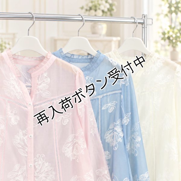 画像5: 【新作 SuperBeauty ＜クーポン+POINT利用可＞】花刺繍入りパフ袖ブラウス (5)