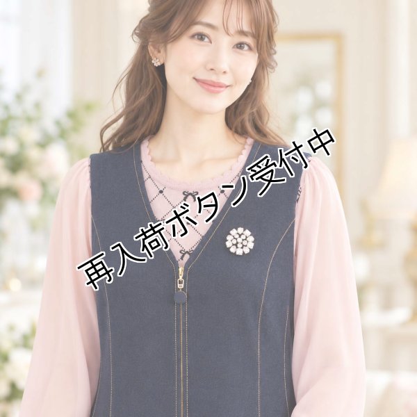 画像3: ＜SYARURU 誕生祭9/30まで＞ビジュー&リボン使いジップアップジャンパースカート【 新作 SuperBeauty 2026 秋冬 】 (3)