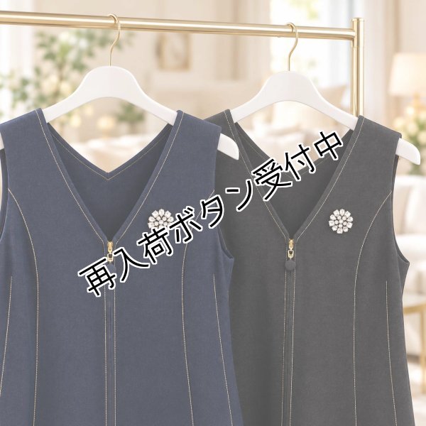 画像9: ＜SYARURU 誕生祭9/30まで＞ビジュー&リボン使いジップアップジャンパースカート【 新作 SuperBeauty 2026 秋冬 】 (9)