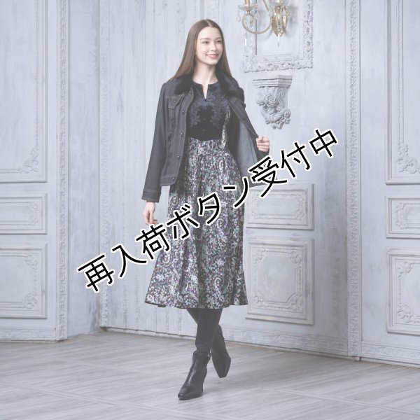 画像2: ファー襟（着脱可）前立てレース×スパンコール使いデニムジャケット【 新作 SuperBeauty 2026 秋冬 】 (2)