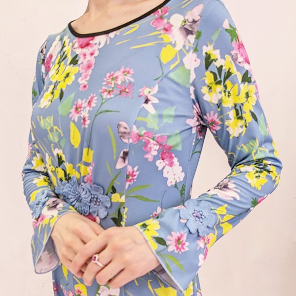 画像6: 【 17,000円 →超特価 5,900円＜在庫限り＞クーポン/POINT不可】★ウェスト花レースモチーフ付フラワープリントワンピー (6)