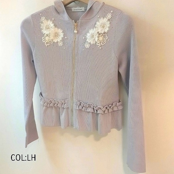 Dear Princess 値下げsale 春ニット素材のフード付 フラワー刺繍デザイン ビスコンティ シャルル